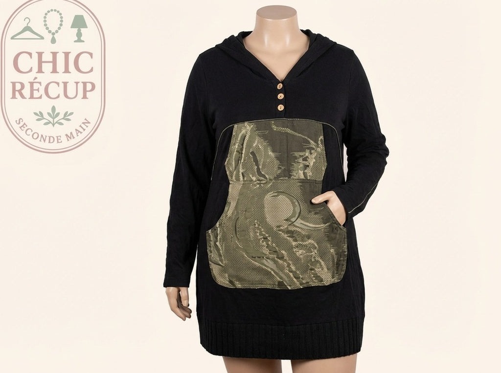 Robe noire à capuche La Mode Est à Vous T46