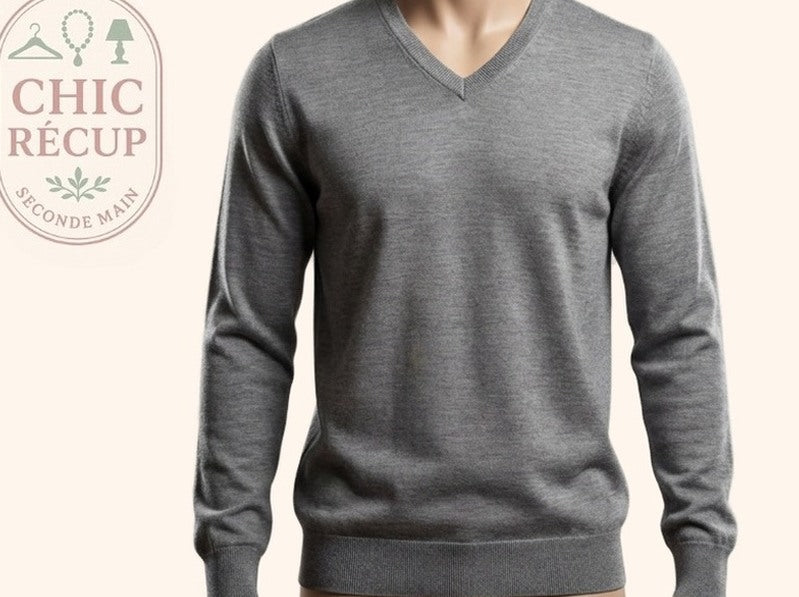 Sweat Col V Devred - M - Gris - Olmar-14