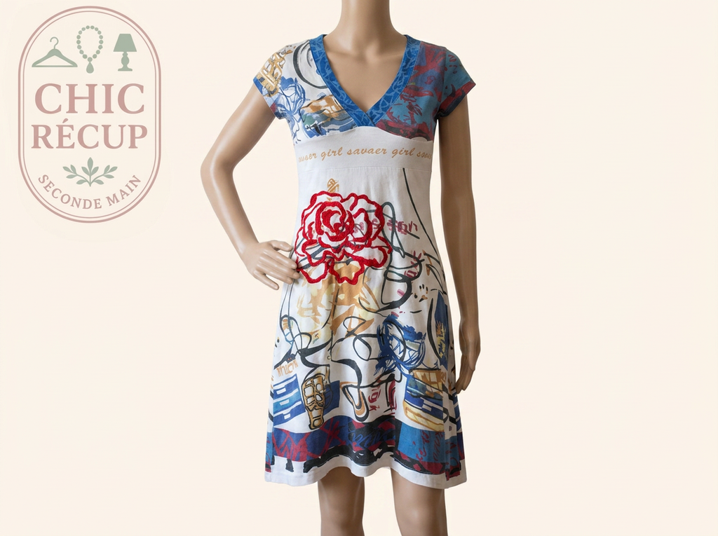 Robe Lulu-h - L - Blanc - Motif fleurs