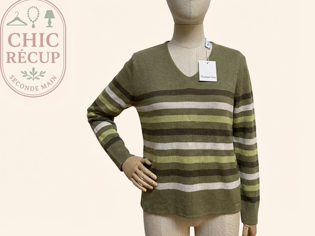 Pull Col V Amor-lux - L - Vert - Labag-35
