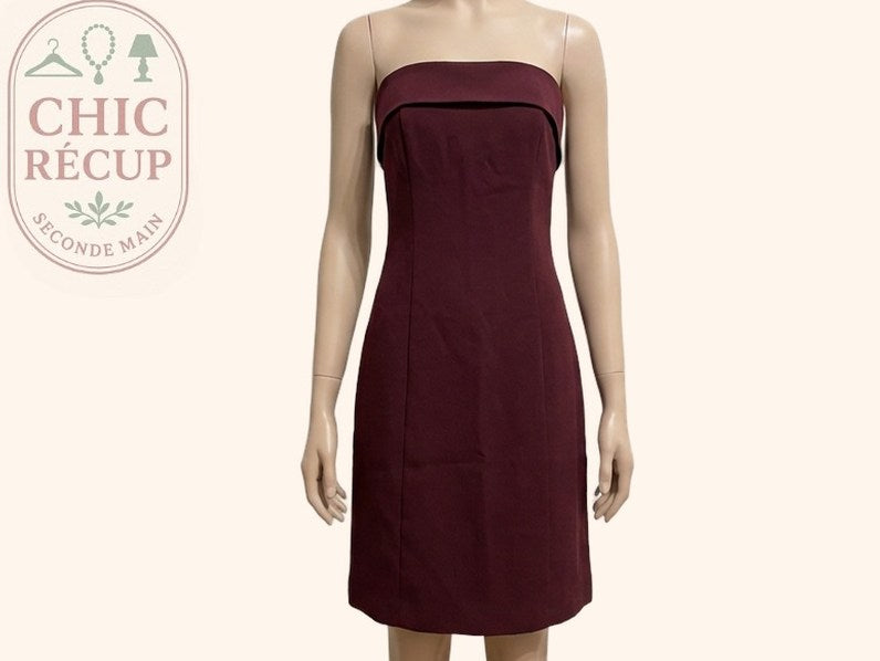 Robe Sans Bretelles Stradivarius - Xs - Bordeaux - Vabar-17