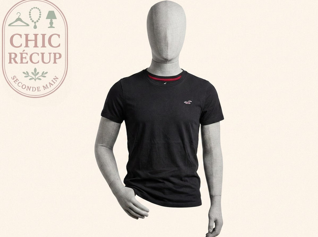 T-shirt Uni Hollister - S - Noir - Magil-8
