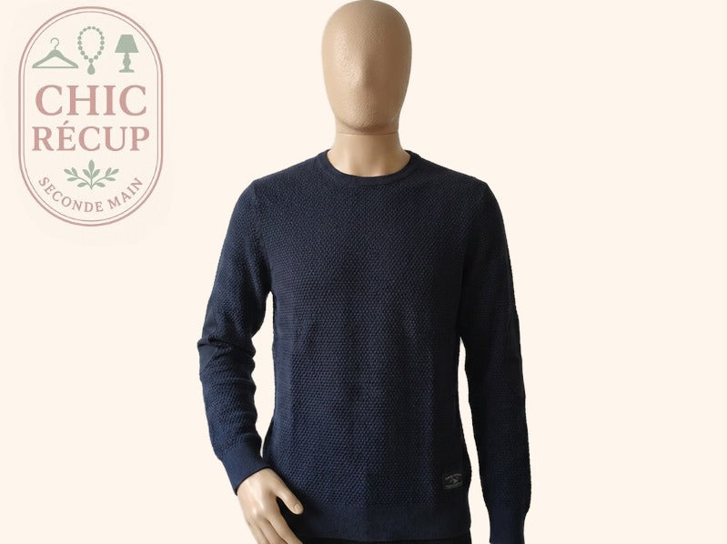 Pull - Angelo Litrico - L - Bleu Marine - Maille texturée