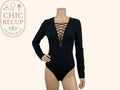 Body Zara - Xs - Noir - Manches longues décolleté lacé