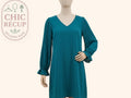 Robe Naf Naf - 38 - Turquoise - Manches plissées