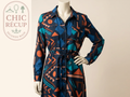 Robe longue Yuka - Xs - Bleu marine - Motif géométrique