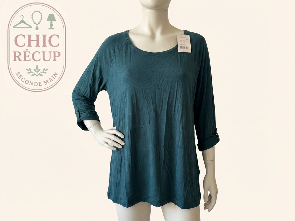 Blouse ¾ Camaïeu - Xl - Vert Foncé - Labag-335