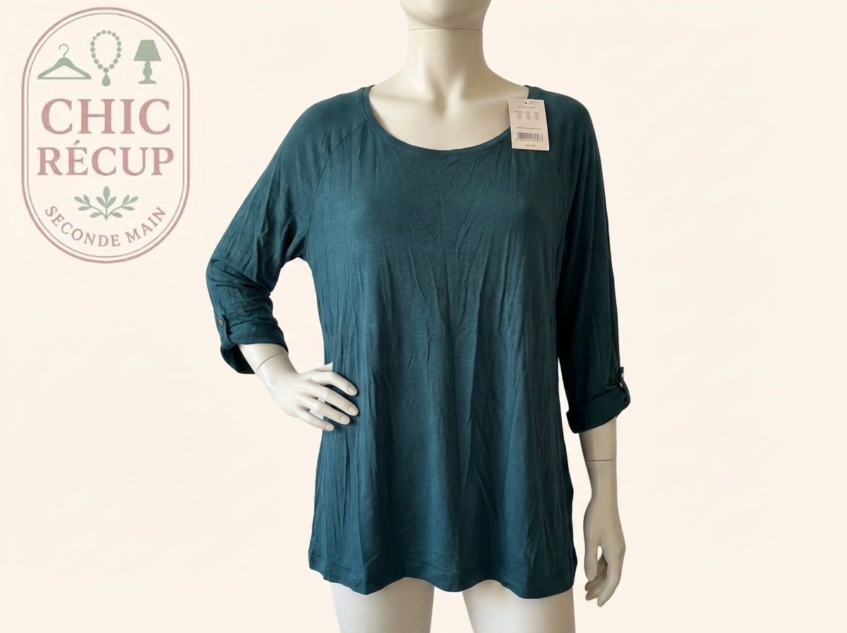 Blouse ¾ Camaïeu - Xl - Vert Foncé - Labag-335