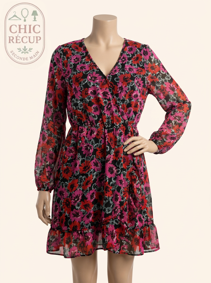 Robe Divided - 46 - Noir - Fleurs