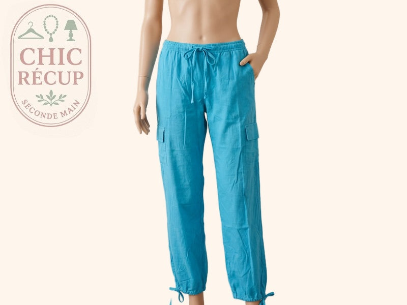 Pantalon cargo sans marque - 42 - Light-blue - C.i.f.a