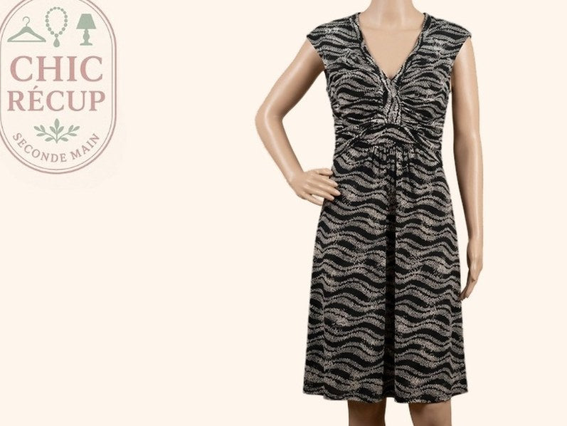 Robe Midi Cache Cache - M - Noir/gris - Qubur-44