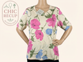 Top Damart - M - Crème - Floral Soie