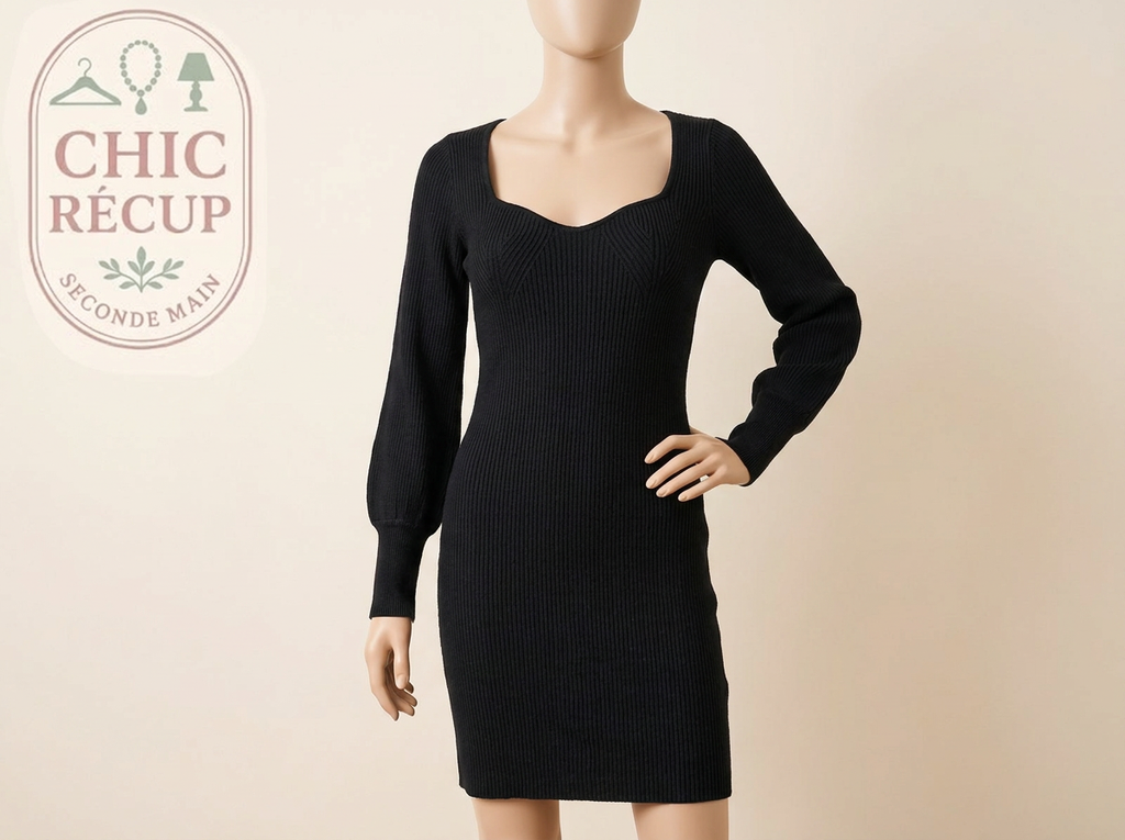 Robe en maille Anna Field - S - Noir - Col coeur