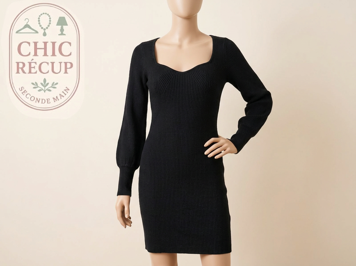 Robe en maille Anna Field - S - Noir - Col coeur