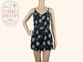 Combishort Tally Weijl - Xs - Noir - Fleurs