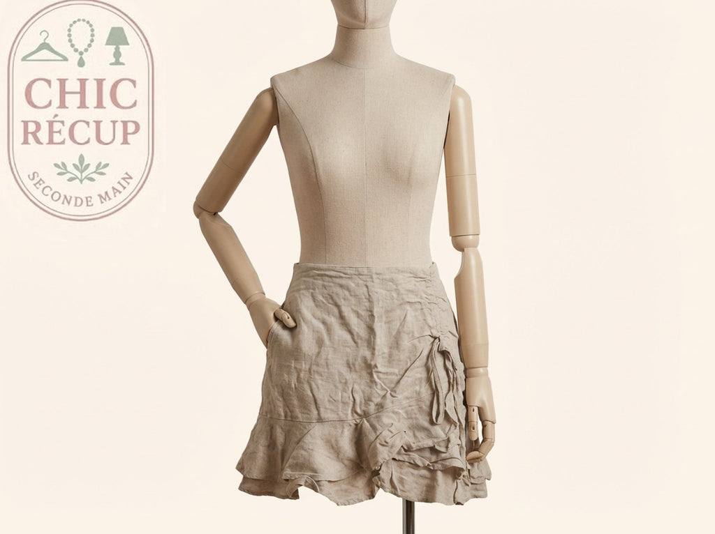 Jupe-short Stradivarius - 36 - Crème - Mache-06
