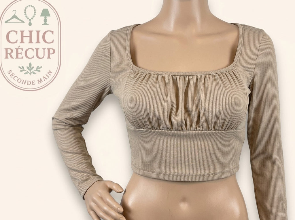 Tops Court Shein - L - Beige - Chpav-06